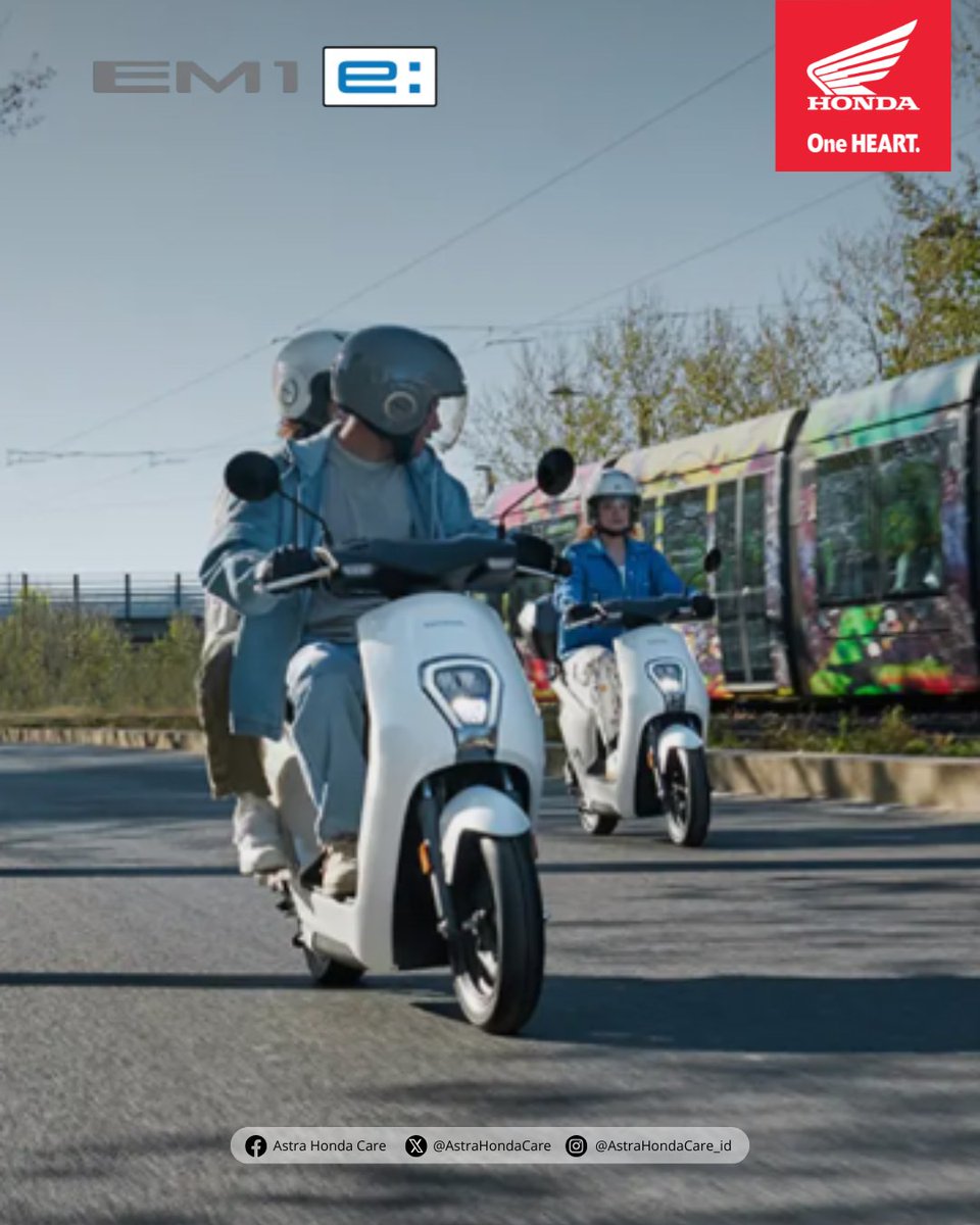 Honda EM1 e: mudah dikendarai, mudah diparkir dan mudah diisi ulang dayanya. Dirancang khusus untuk berkendara di perkotaan. Baik BroSis sedang terburu-buru ke kampus atau sedang asyik menikmati kopi bersama teman, EM1 e: menghadirkan kesenangan, efisiensi, dan kebebasan baru