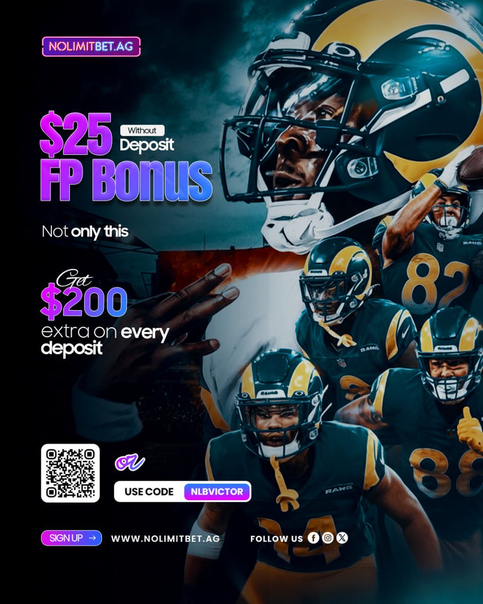 Victor_Akanz's tweet photo. 🏈 Get in the game with NoLimitBet!
🔥 Claim your $25 Free Play Bonus – No Deposit Needed!
💰 Plus, score up to $200 extra on every deposit!

👉 Sign up now at https://t.co/Voo6OlqEyN
🎯 Use Code: NLBVICTOR

#NFL #SportsBetting #NoLimitBet #FootballBonus #GameDay #BetSmart https://t.co/T18ZOlJF5C