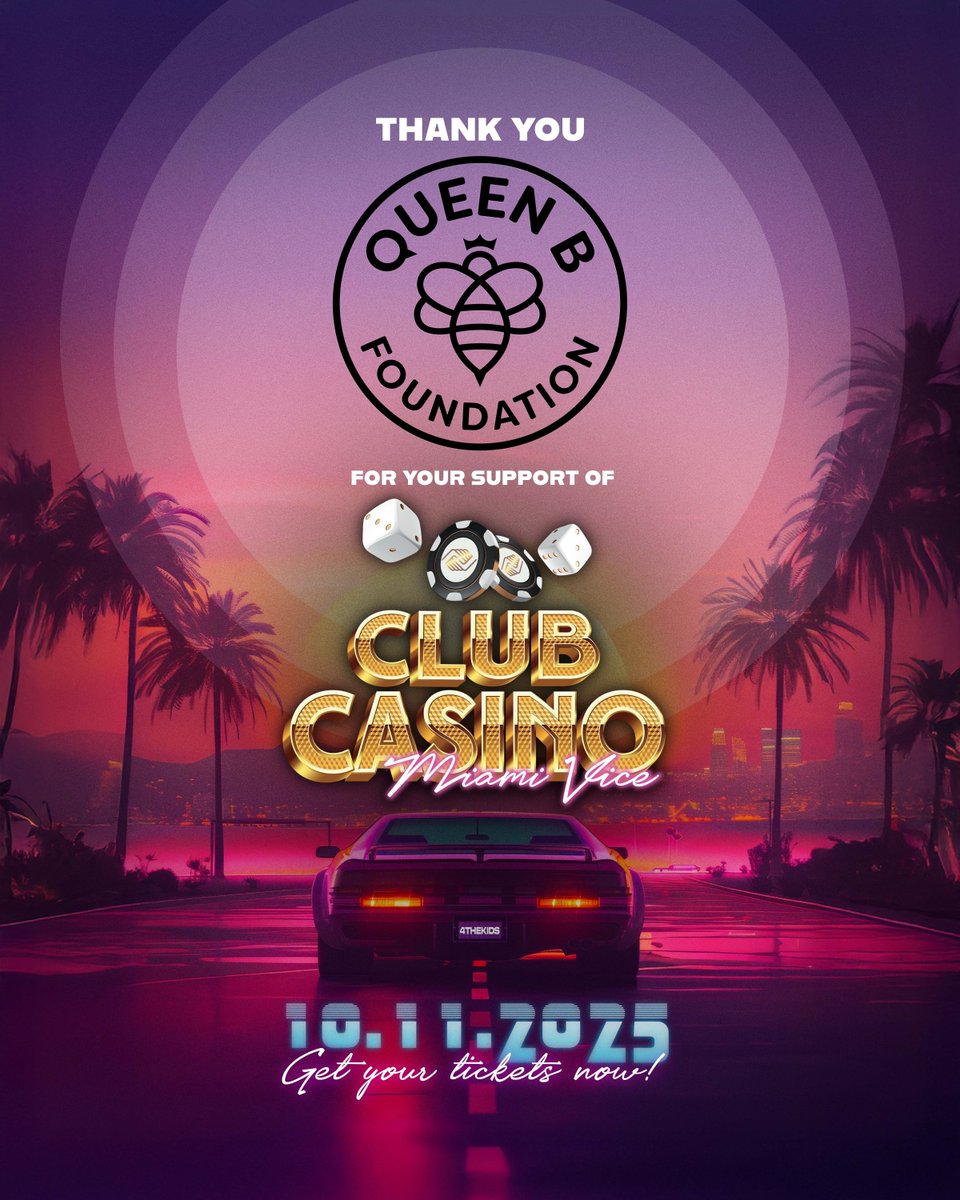 ♠️♥️ A huge THANK YOU to our friends at Queen B Foundation for keeping the tables hot at Club Casino: Miami Vice!

#ClubCasino #MiamiVice #ThankYou #CommunityPartners #GreatFutures