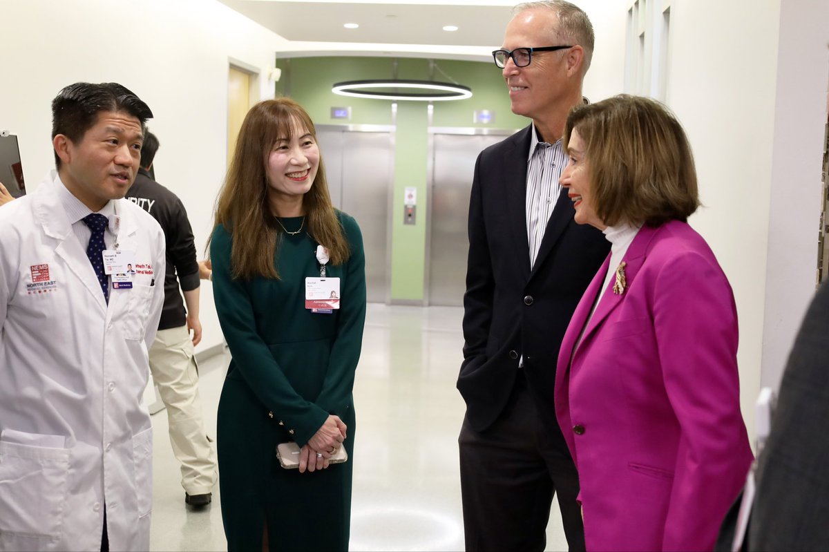 SpeakerPelosi's tweet image. This morning I joined @RepHuffman, @RepKevinMullin and Bay Area health care leaders at @NEMSSF to call out Republicans’ cruel health care crisis.
 
While the GOP puts affordable health care at risk, Democrats are fighting to keep government open and prevent skyrocketing premiums.