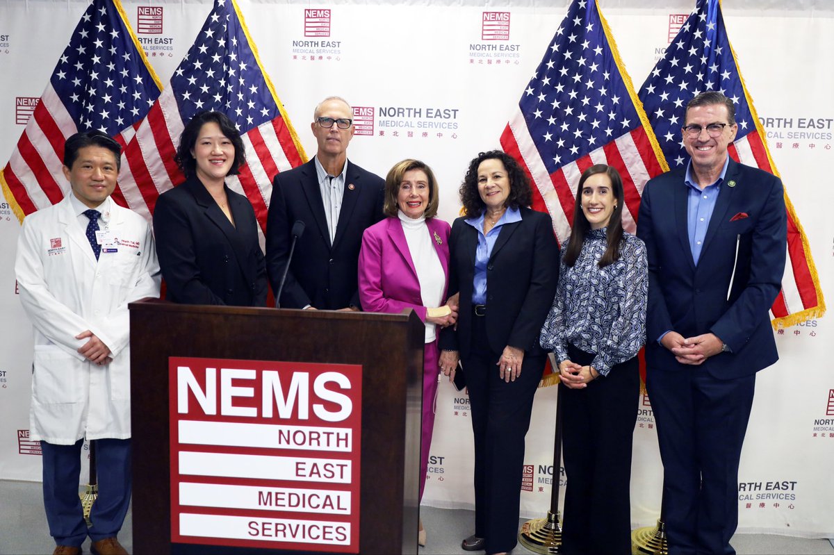 SpeakerPelosi's tweet image. This morning I joined @RepHuffman, @RepKevinMullin and Bay Area health care leaders at @NEMSSF to call out Republicans’ cruel health care crisis.
 
While the GOP puts affordable health care at risk, Democrats are fighting to keep government open and prevent skyrocketing premiums.