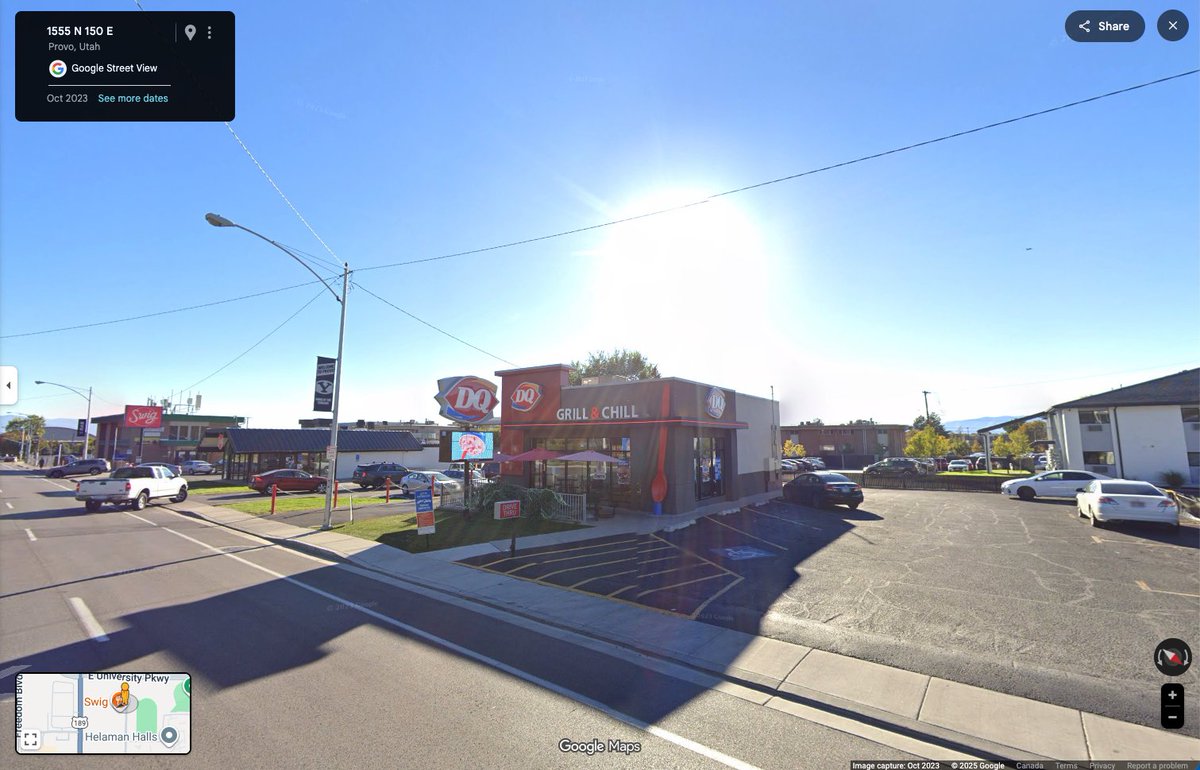 freshtables's tweet photo. @RealGeorgeWebb1 @RealGeorgeWebb1  Although this was captured in  October 2023 by Google Maps, the fast food restaurant you have pointed out was/is a DQ. https://t.co/DbcUy8aM6B
