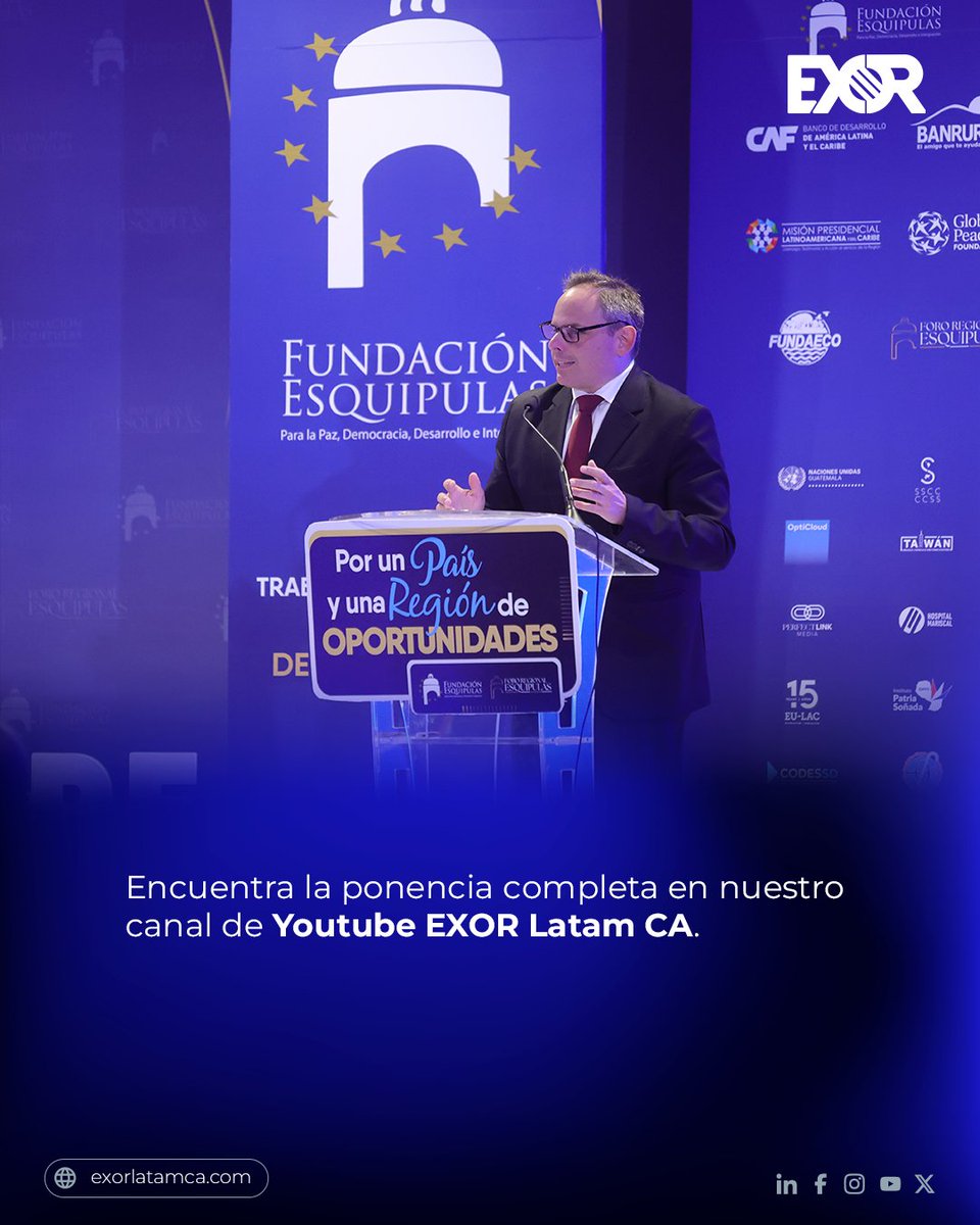 exorlatamca_'s tweet image. #Macroeconomía César Addario, VP Regional de EXOR LATAM CA participó como ponente en el Foro Regional de Esquipulas 2025, un espacio que reunió a líderes del sector económico en la región para exponer su visión, propuesta y oportunidades de impulso hacia la región.

Escucha la…