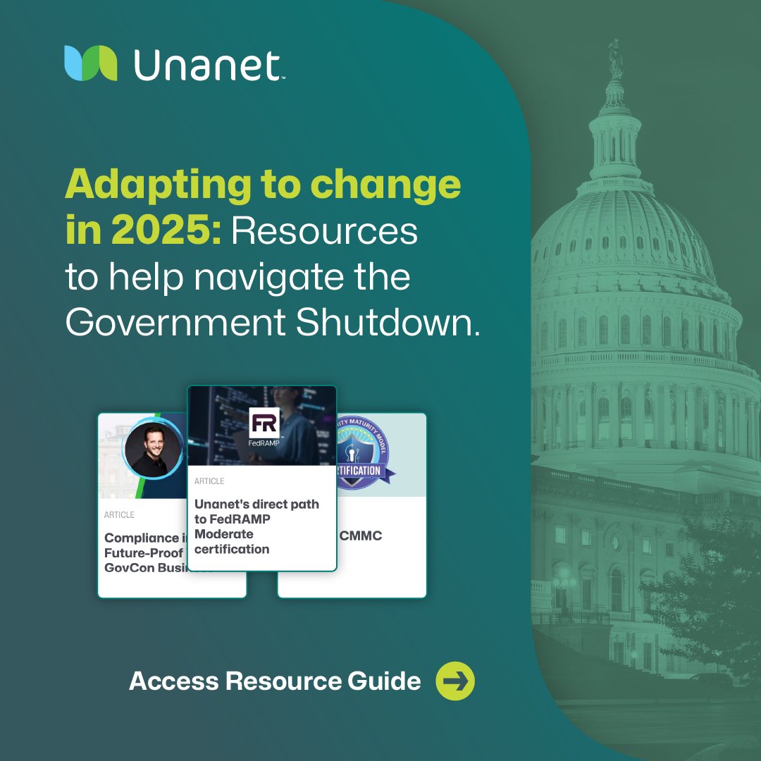 UnanetTech's tweet image. The government shutdown is here, and GovCons are navigating uncertainty in real time. Unanet’s 2025 resource hub offers continuity planning tools + partner resources to help you stay prepared. bit.ly/4pZwg6L #GovCon #RiskManagement