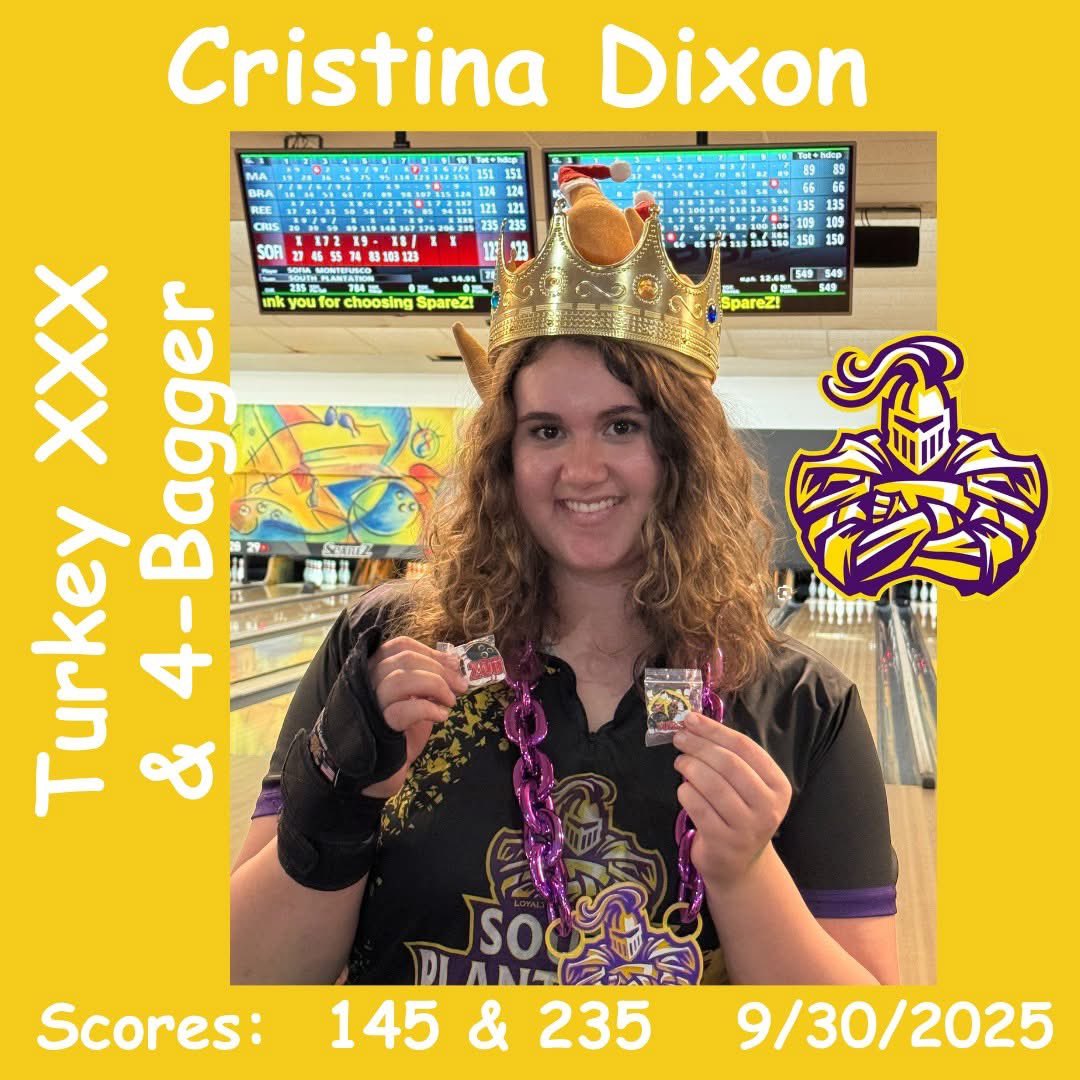 SPHSBowling_'s tweet photo. Tuesday, 9/30 🎳

Girls Bowling Highlights 🎳
Christina (145/235, turkey + 4-bagger), Sophia (176/201, turkey), Braydan (169), Lorelei (1st HS turkey, 155 🙌). Team capped it off with a 162 baker! 
Keep pushing those limits, Paladins!
#PaladinPride #StrikeSquad 🎳🔥 https://t.co/eKxGv0nOJT