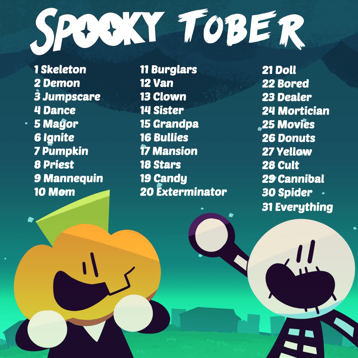 We made a little Spooky Month list in case anyone wants to follow! #spookytober #itspookymonth