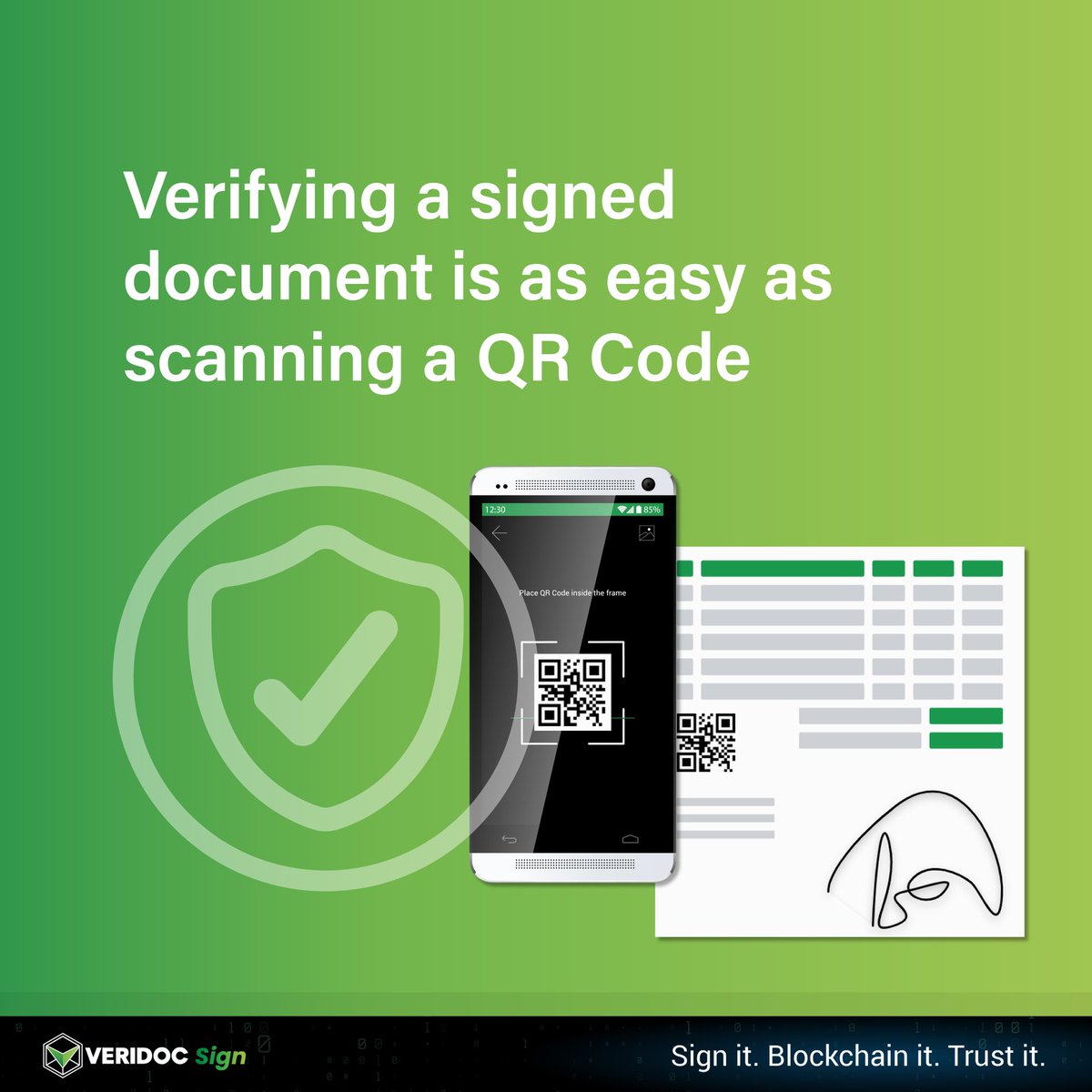 VeriDocGlobal's tweet image. Scanning a QR code is all it takes to verify with VeriDoc Sign. Each scan initiates an automatic technology assessment and then provides users with a results page for a final visual comparison check.

#esignature #blockchain #verification