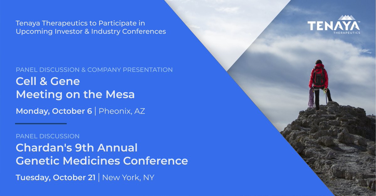 Tenaya will be participating in two upcoming investor and industry conferences this month. Read the press release to learn more: bit.ly/3ITENXY