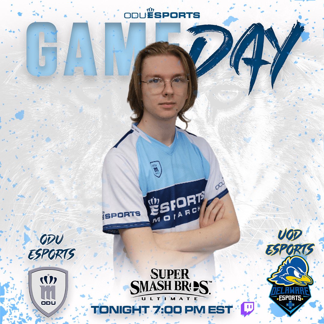 ‼️GAME DAY‼️

Join our Varsity Super Smash Bros team vs. University of Delaware Esports @ 7:00pm EST 🦁
👾twitch.tv/oduesports

#supersmashbros #collegiateesports #smashbros