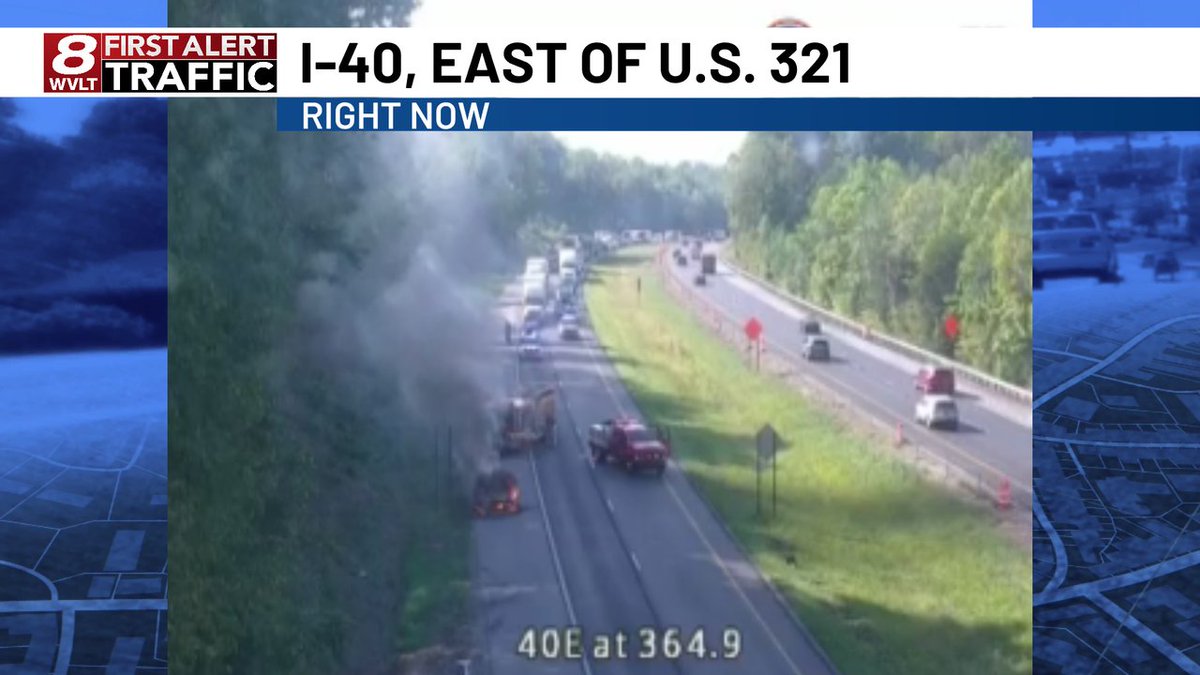 Scary! Vehicle fire on I-40 at 321. Expect delays.