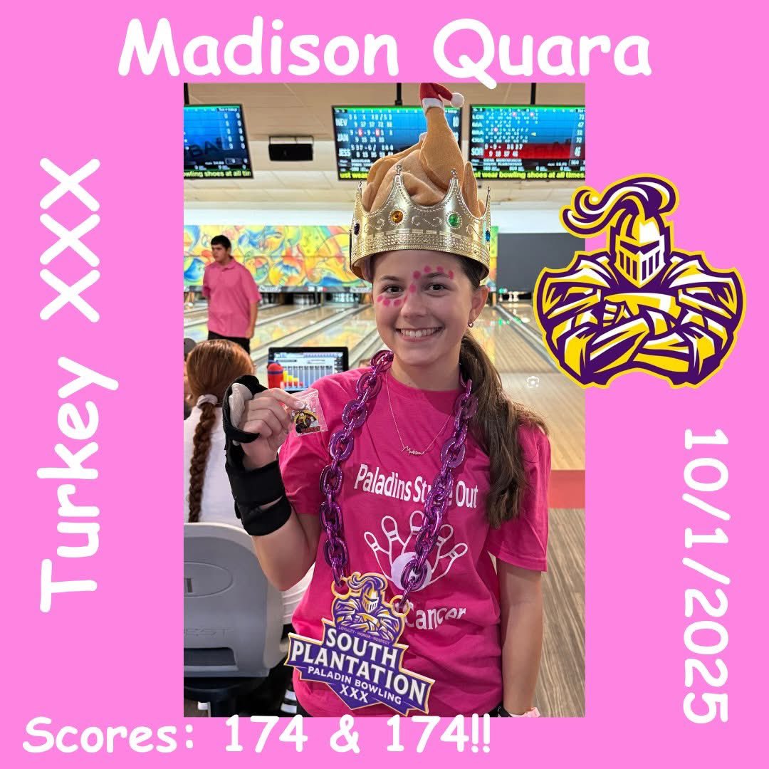 SPHSBowling_'s tweet photo. Pink Out Bowling 🎀🎳 | 10/1
Paladins Strike Out Cancer 💗
Girls:
🔥 Madison 174 + 174 (first-ever 🦃)
💪 Christina 159/169 (🦃)
🎯 Sophia 201 (🦃)

💗 Both teams w/ 37 strikes each… Paladin pride at its finest! 🙌
#PaladinPride #StrikeOutCancer #StrikeSquad https://t.co/Nkeh64xEak
