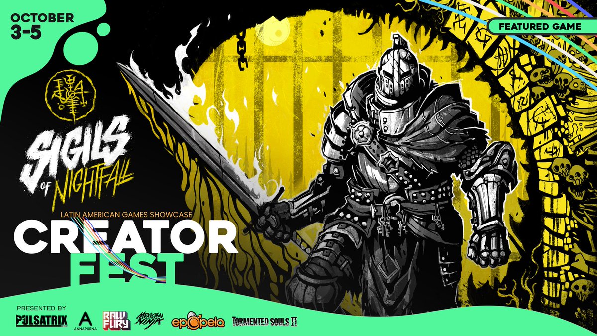 Sigils of Nightfall will be featured in the <a href="/LAGShowcase/">Latin American Games Showcase</a>  Creator Fest 25, October 3–5, 2025! This 3-day celebration brings together over 40 titles and 130 creators!
We invite you to join the playtest and share your feedback in our Discord server.
