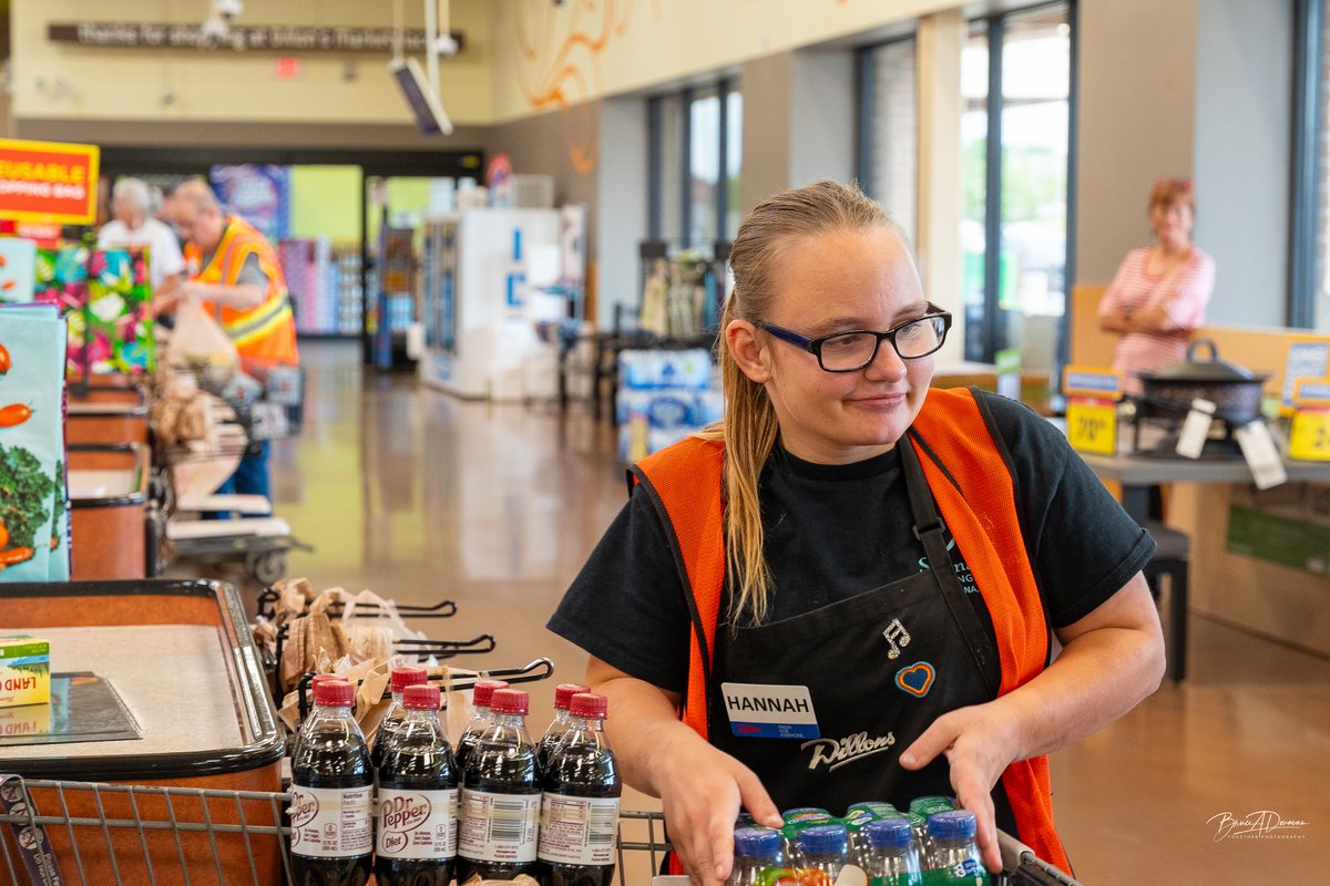 StarkeyInc's tweet image. Meet Hannah!  With the support of Starkey&apos;s community employment specialists, she developed great work habits and is celebrating TWO YEARS today working as a courtesy clerk at Dillons.  This shows that when people get the right supports, they shine! 🌟#InclusionAtWork