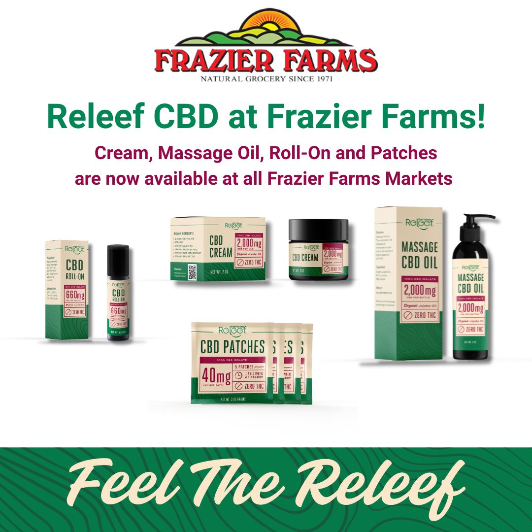 ReleefDirect's tweet image. 🚨 Big news! Releef CBD Cream, Massage Oil, Patches &amp;amp; Roll-On are now available at all Frazier Farms locations! 🌿

💚 Try them out during Demo Days next week — come meet the team + experience the Releef difference.

#CBD #ReleefDirect #FrazierFarms #Wellness #FeeltheReleef
