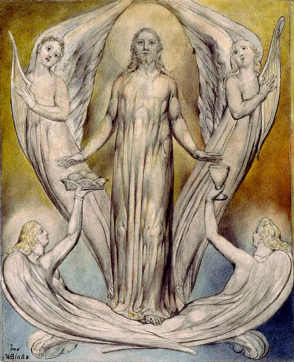 solas_na_greine's tweet photo. William Blake, Angels Ministering to Christ, c.1820 https://t.co/WpuU8NktUZ