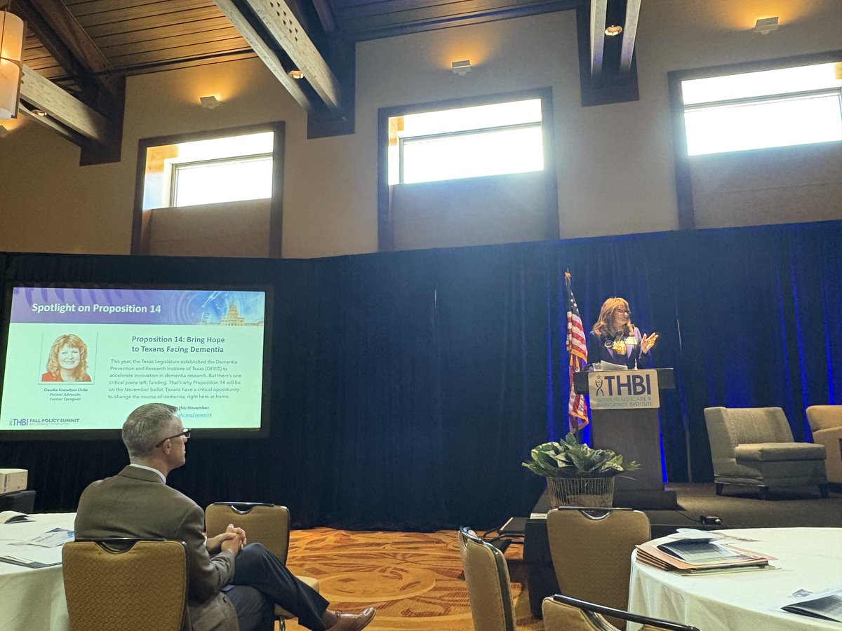 ALZDallasNETX's tweet image. THANK YOU Advocate, Claudia Knowlton-Chike, for representing the Alzheimer’s community at the @txhbi Policy Summit & sharing why she’s voting #YesOnProp14! Your voice ensures a brighter future for dementia research & care in TX. 💜 Special thanks, THBI, for all the support!