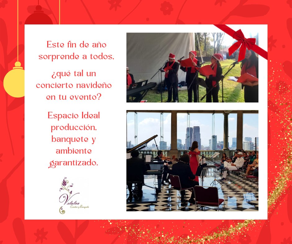 VELALVAEVENTOS's tweet photo. ✨ No todos los eventos tienen magia.
El tuyo sí puede: conciertos navideños diseñados a tu medida.
🎶 Haz que tu celebración sea única.
#Velalva #Navidad2025
https://t.co/NSEC2CaxnL https://t.co/gjBOOO2BiS