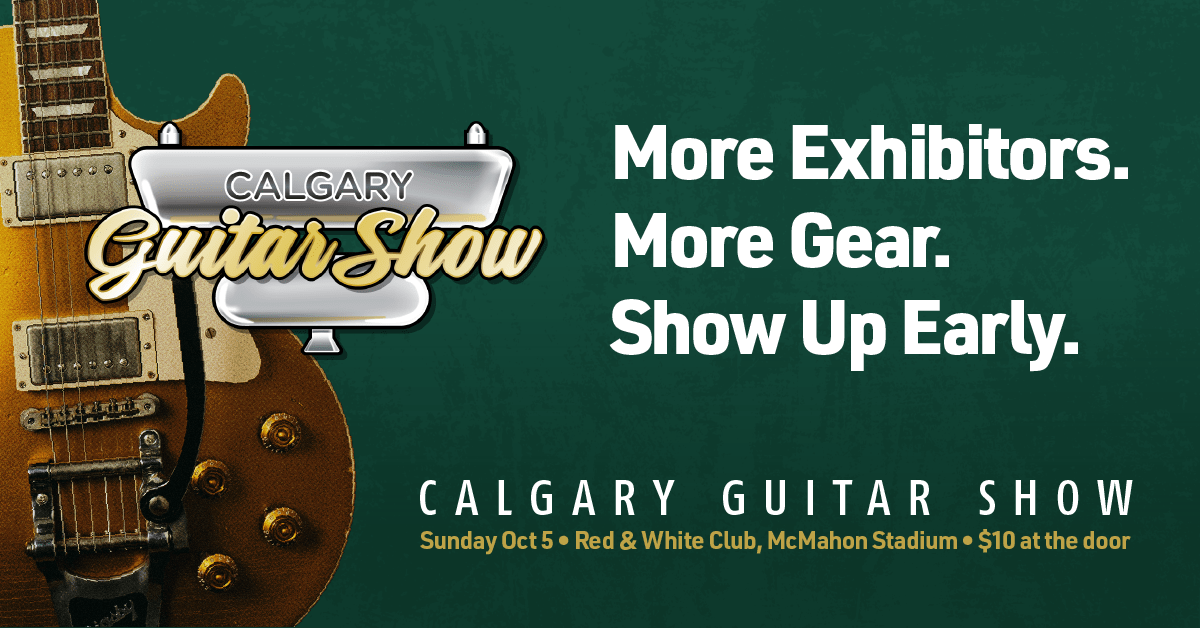 EdmGuitarShow's tweet photo. Calgary Guitar Show. This Sunday, October 5th. 10 AM to 4 PM. Red &amp; White Club, McMahon Stadium. 

Free parking. Kids 12 &amp; under free. Tickets $10 at the door.

Shout out to our newest exhibitor sign ups - Banff Rocks and Blues Forever will be joining a full house this Sunday! https://t.co/tm9Vq6bEyd
