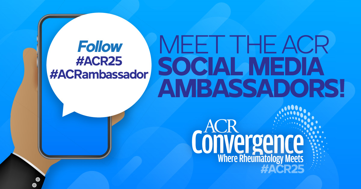 ACRheum's tweet photo. We’ve recruited #rheum’s social media MVPs to spread the word on #ACR25! 🏆 Follow the #ACRambassador team for insider takes, hot sessions, &amp; can’t-miss moments → https://t.co/BtMZWSZFQ3 https://t.co/VcG7n9p3ty
