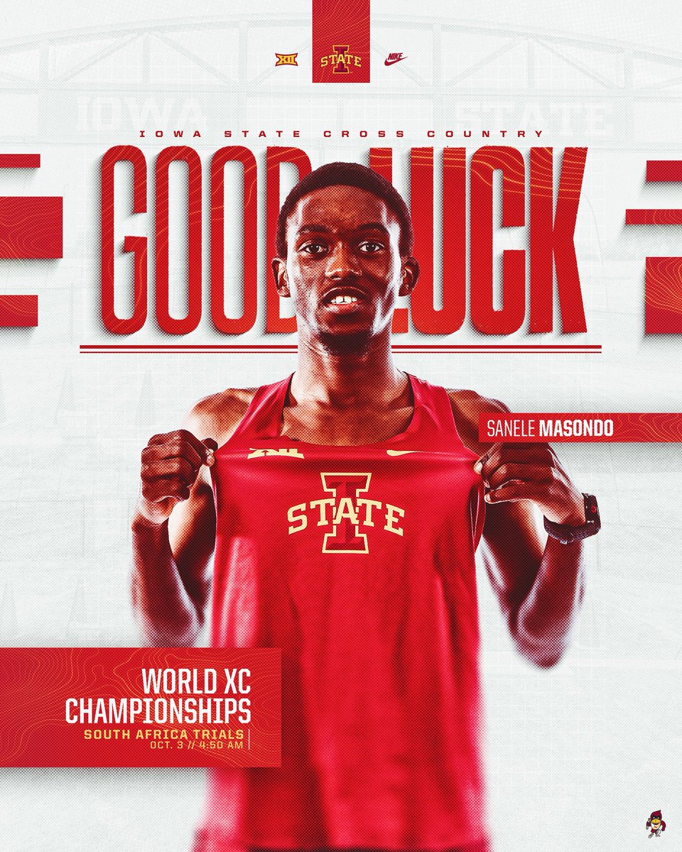 CycloneTrackXC's tweet image. 𝑮𝒐𝒐𝒅 𝑳𝒖𝒄𝒌, 𝑺𝒂𝒏𝒆𝒍𝒆 🇿🇦

Sanele races at 4:50 am CT tomorrow for a spot on the South Africa 2026 World XC Team!

#Run4ISU