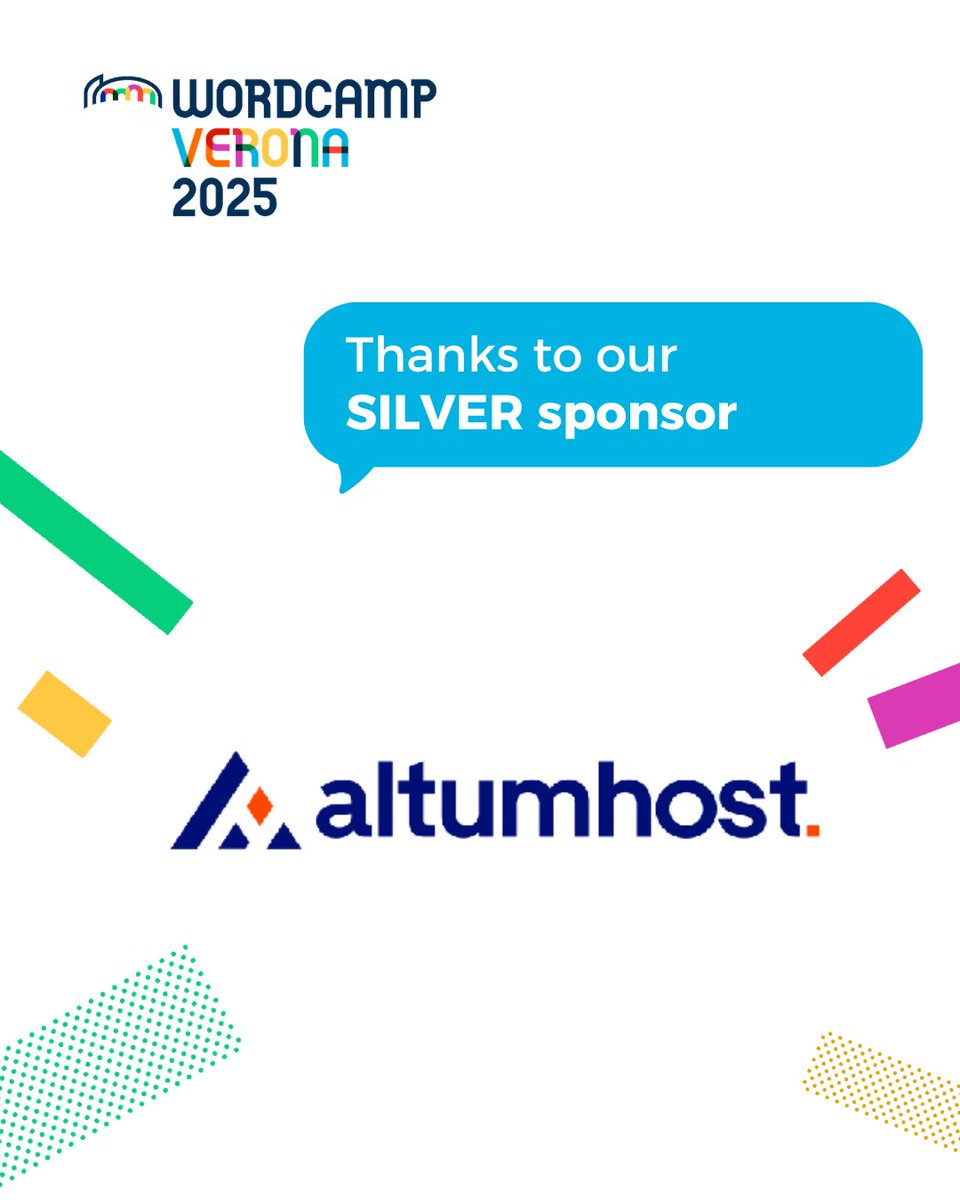 Grazie a Altumhost per supportare come Sponsor Silver il WordCamp Verona 2025

Società di hosting che combina supporto locale a tecnologie per l'accesso veloce ai siti web.

verona.wordcamp.org/2025/sponsor/s…
#wordcampverona2025 #wcvrn2025 #wordcampsponsor #altumhost #wordpressitalia