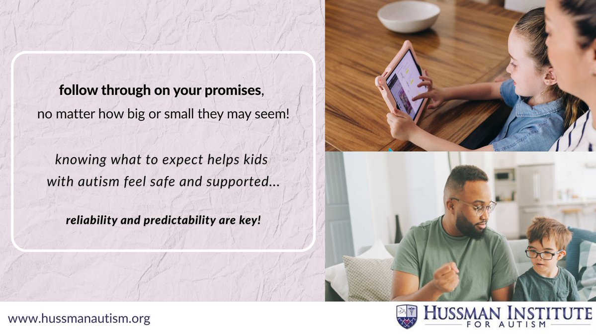 HussmanAutism's tweet image. be mindful about carrying through with promises - knowing what to expect and anticipate can be very reassuring to kids with autism #predictability