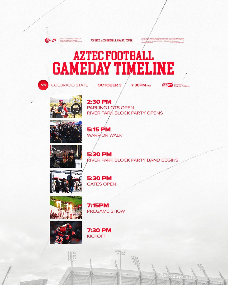 Check out the gameday timeline and we'll see you tomorrow as we open conference play!

🎟️: GoAztecs.com