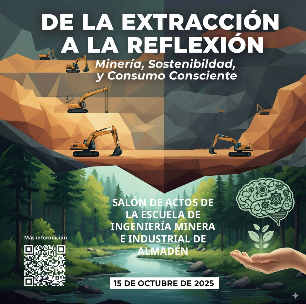 🎓V Campaña #ConoceLaAgenda2030
SEMINARIO: "DE LA EXTRACCIÓN A LA REFLEXIÓN. MINERÍA, SOSTENIBILIDAD Y CONSUMO CONSCIENTE"
📅 15 de octubre
📍Escuela de Ingeniería Minera e Industrial de Almadén (Ciudad Real). UCLM.