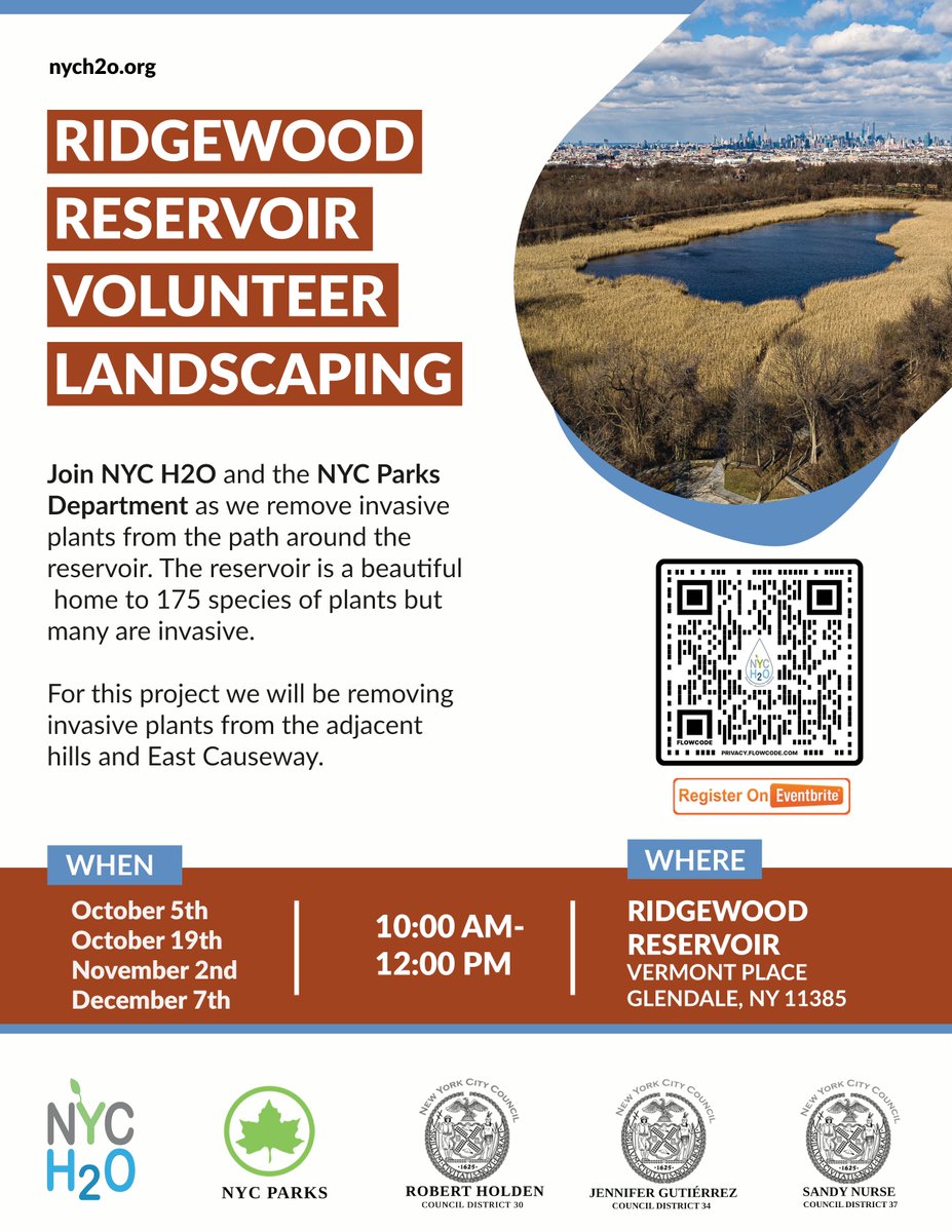 The first of our Fall Ridgewood Reservoir stewardship days is coming up this weekend! Sign up to volunteer here: eventbrite.com/e/volunteer-la…