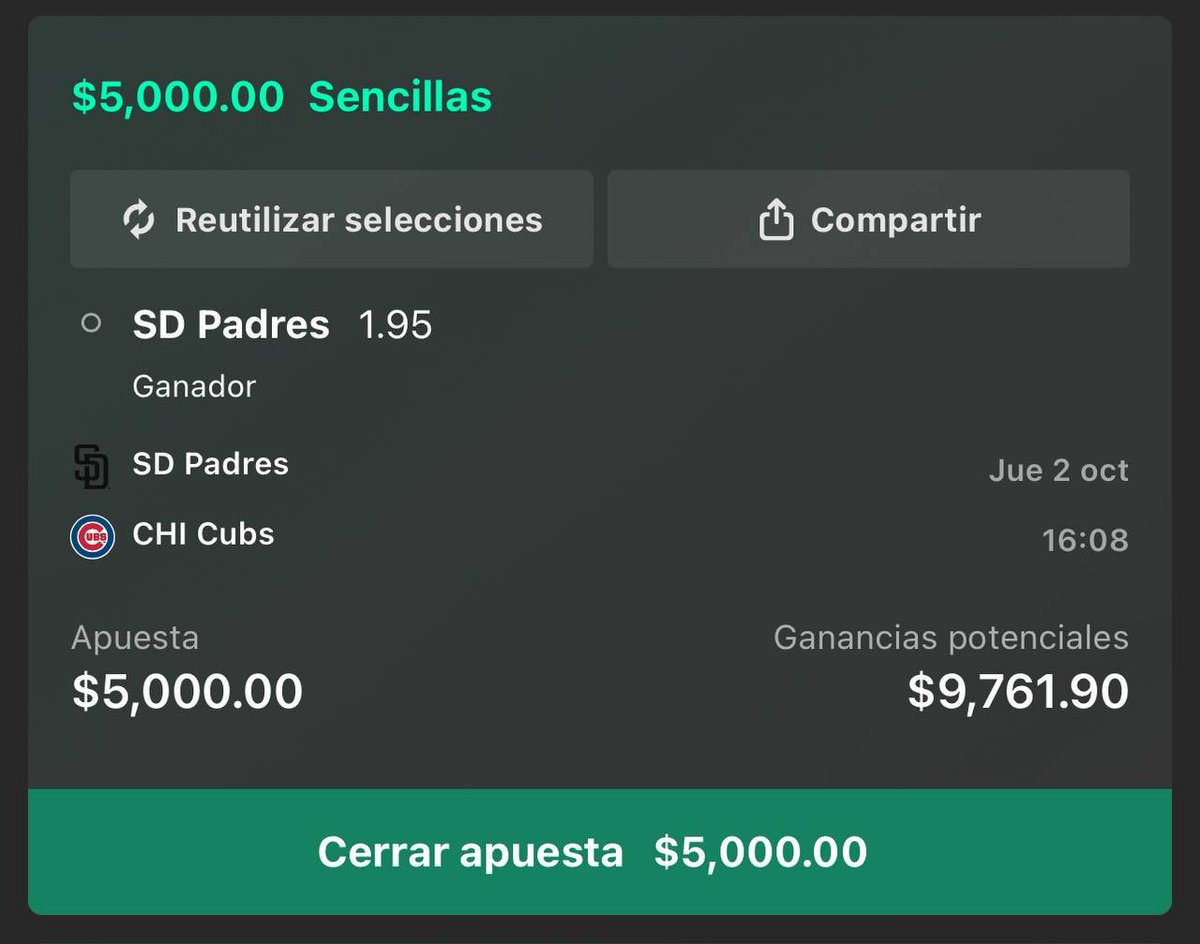 Tipsperrones365's tweet image. Les dejo el pick con el que voy a arrancar mi grupo Premium de Octubre🔥

La mejor de las vibras si están en el barco🪄

SI SE GANA SE VA UN REFILL DE BANK DE $333 ENTRE LOS LIKES❤️