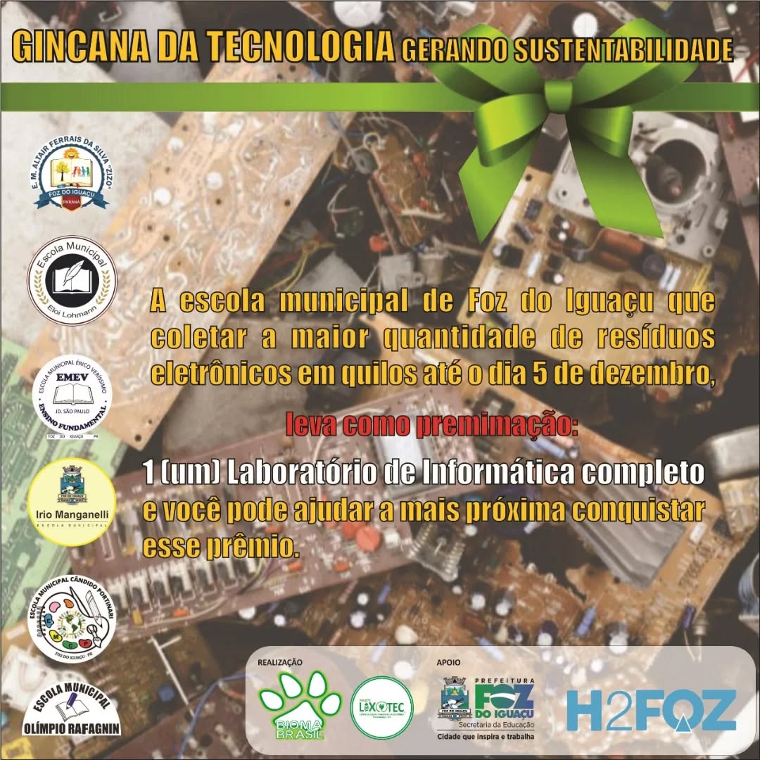 projetolixotec's tweet image. Nunca uma Organização Sem Fins-Lucrativos realizou uma atividade assim.
A GINCANA DA TECNOLOGIA - GERANDO SUSTENTABILIDADE é realizada no município de Foz do Iguaçu pela OSCIP Bioma Brasil - UMRAS por via do Projeto @lixotec e conta com a Parceria da @smed_foz e @h2foz.