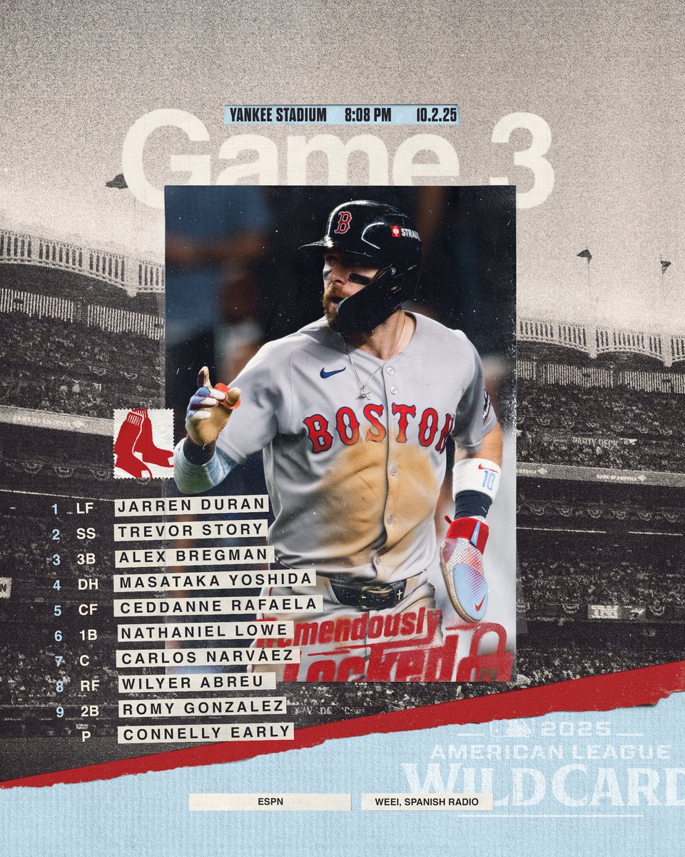 Troisième et dernier match de la série. 

Les enjeux sont simples : gagner, gagner, gagner. 

2:08am en France, il n’y a plus qu’à espérer ne pas faire de crise cardiaque dans la nuit. 

En avant, LET’S GO RED SOX.