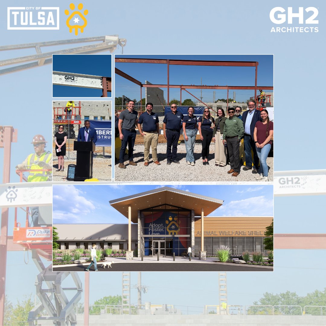 Yesterday, the new Tulsa Animal Services shelter, a $13.8M investment to better animal welfare in Tulsa, celebrated its topping-out ceremony! We look forward to continue seeing this space come to life, &amp; we are so proud to be a part of this impactful &amp; prominent Tulsa project!