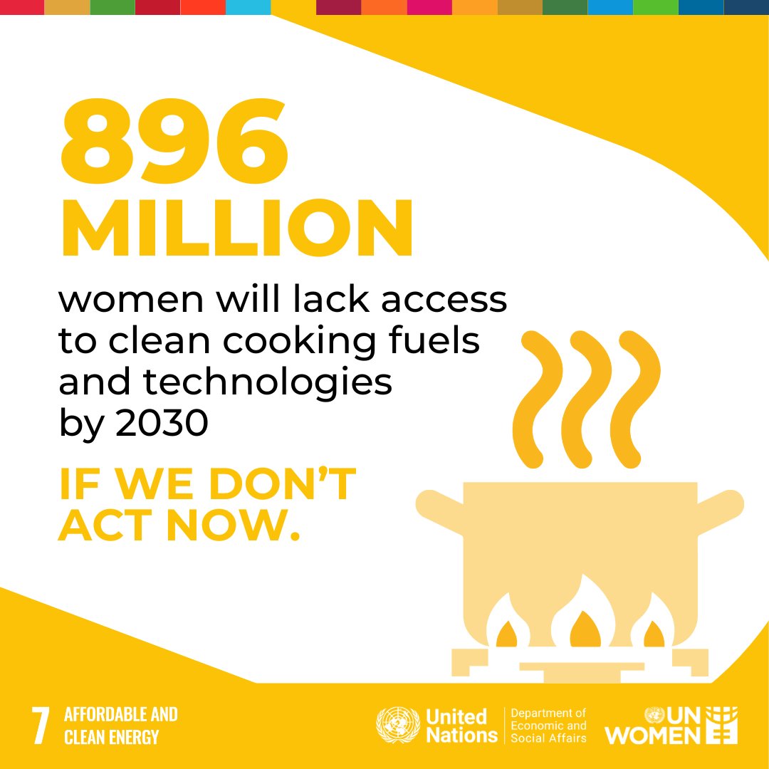 UNDESA's tweet image. An $8 billion annual investment in clean cooking fuels would generate a return of $192 billion by 2030.

The benefits go beyond economics: clean air, safer homes, &amp;amp; healthier lives.

👉 See the 2025 Gender Snapshot for more #GenderData: unstats.un.org/sdgs/gender-sn…

#GlobalGoals #UNGA