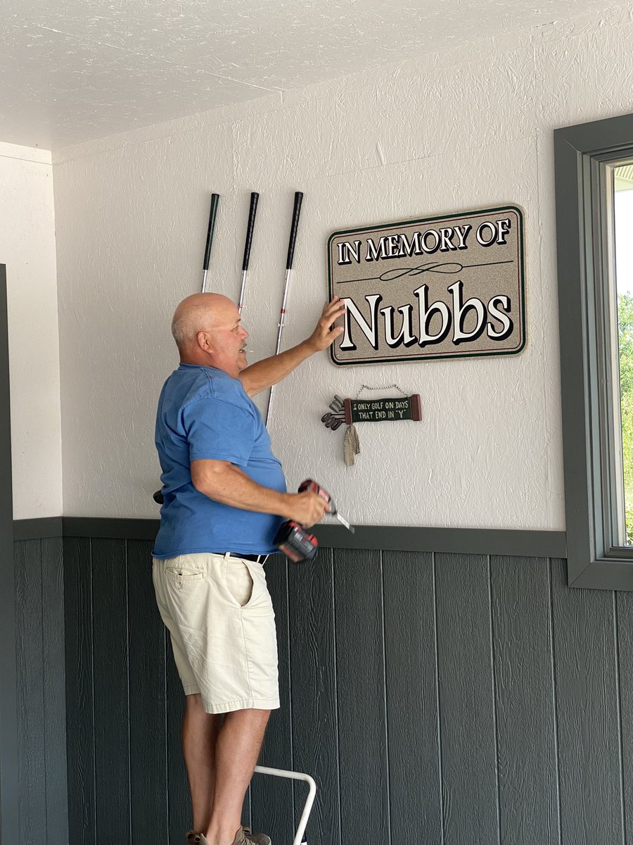 Found a new home for the Nubbs sign. S/O to the <a href="/MCEGC/">Mercer County Elks</a> for letting the legend of Grandpa Nubbs live on in my dad’s garage. ❤️