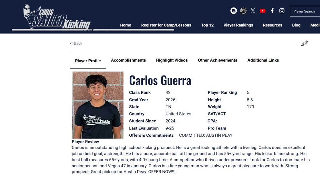 Grateful to be ranked as a 5⭐ kicker. Grateful for the coaches, teammates, and my family who push me every day. Excited for the future.
<a href="/lucasreed12/">Lucas Reed</a> <a href="/CoachFarisAPSU/">Jeff Faris</a> 
<a href="/JamesWilhoit25/">James Wilhoit</a> <a href="/HKA_Tanalski/">Adam</a> 
<a href="/wcsRHSstrength/">Raptor Strength & Speed</a> <a href="/Chris_Sailer/">Chris Sailer Kicking</a> <a href="/wcsRHSfootball/">Ravenwood Football 🦅</a> <a href="/RogueKicking/">Coach Jax / Rogue Kicking</a>
