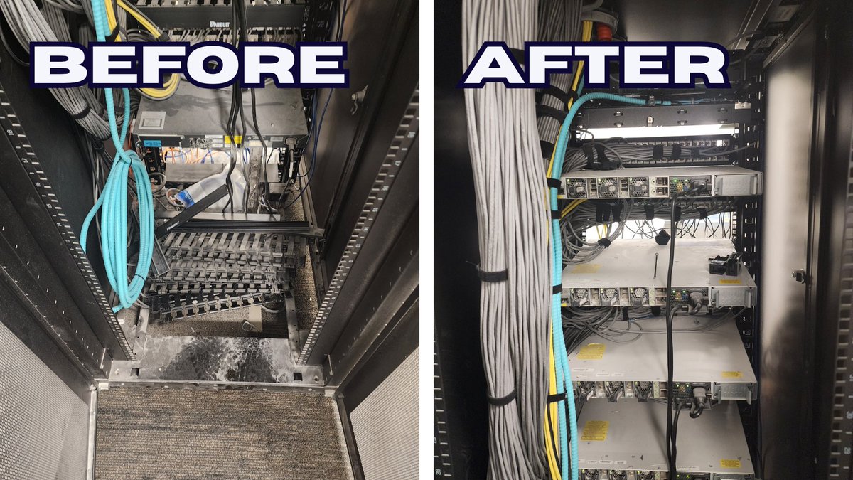 JCCHelp's tweet image. From 🤯 cable chaos ➡️ 😍 clean & organized.
Proper Cabling Management = faster fixes, better performance, and a workspace that works.
Don’t let messy cables slow you down—upgrade today! ⚡
#CablingManagement #BeforeAndAfter #TechSolutions #ITSupport #CableCleanup