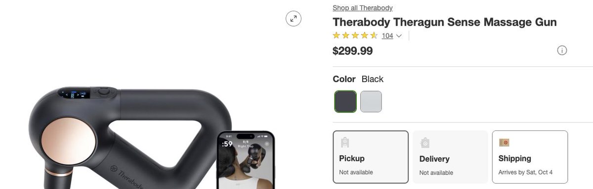 Pricerrors's tweet photo. TARGET INSTORE HIDDEN CLEARANCE 🎯

Select stores have Theraguns marked down to $90 (Orig. $300)

Check stores with "Limited stock" (likely clearance)

Clearance price will NOT show online - must go instore 

https://t.co/ex5iJigxJ1 https://t.co/Xl4e8MYfgG