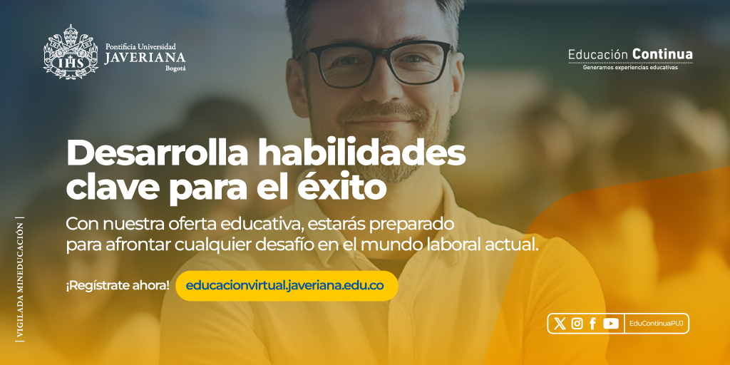 ¿Quieres  abrir nuevas puertas? 

Conéctate con la educación continua Javeriana y      prepárate para lo que venga en tu carrera.

Conoce más de Educación Continua aquí: mtr.bio/educacion-cont…