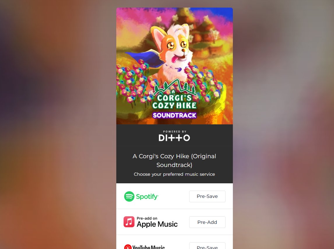 RescuePetsGame's tweet photo. PRE-SAVE the OST today! A Corgi's Cozy Hike music is AMAZING! 🐕🎧🎶😍

PRE-SAVE:
https://t.co/qX0YKYoi1Z

Buying (ON SALE):
https://t.co/EKQyvVevz2

#videogamemusic #n64music #ps1music #cozygames https://t.co/wdSXfhr8sE