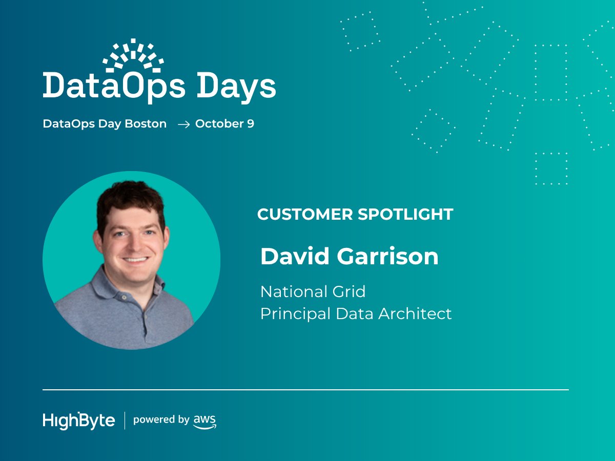 HighByteInc's tweet image. 🚨 Speaker Announcement 🚨
🚀 David Garrison, Principal Data Architect at @nationalgridus, will take the stage on October 9 at #DataOps Day Boston to share how his team is re-architecting with HighByte Intelligence Hub to scale asset connectivity, cut latency & improve agility.