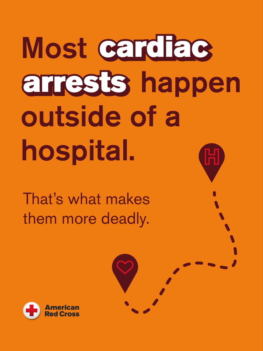 Someone you love could go into cardiac arrest &amp; you might be the one who needs to save their life. Nearly 70% of cardiac arrests happen outside of the hospital. Protect the hearts of those you care about by learning CPR. Find a class near you: redcross.org/take-a-class.