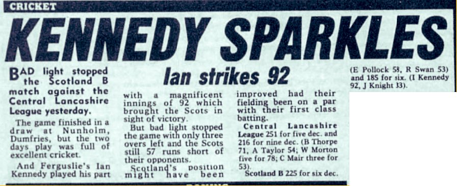 ScottyCricket's tweet photo. #Season1981 Match report details of 30 June 
@iainkennedy187 @FerguslieCC close to the 💯 for @CricketScotland B v #CentralLancashire https://t.co/ZBenf4OCur