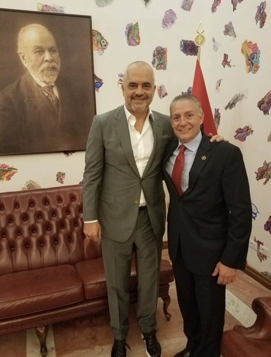 GeorgePapa19's tweet photo. Charles McGonigal is pictured here with the Albanian Prime Minister while he was accepting bribes.

He was also running the “Crossfire Hurricane” investigation with Comey at the same time. 

He is now an inmate. Will be flip too? https://t.co/l8S2RQyPNS