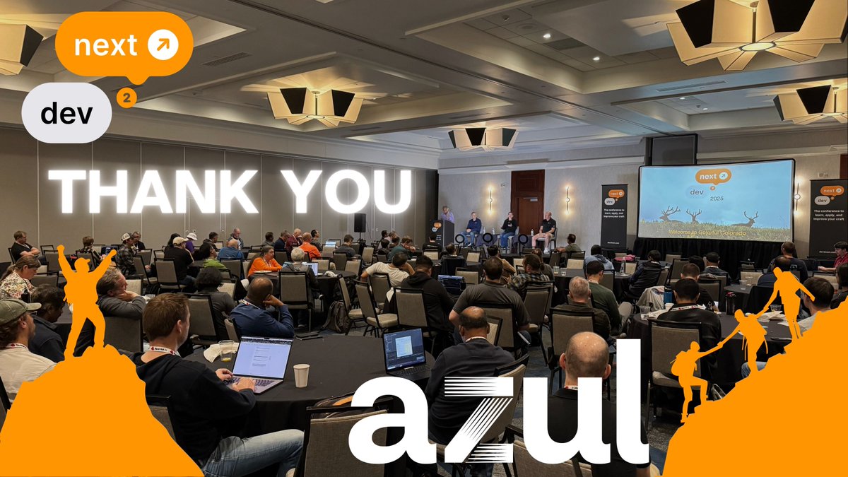 dev2next's tweet image. 🚀 dev2next is almost at the finish line, and what a conference it’s been!
Huge thanks to @AzulSystems for supporting the event and helping make this experience unforgettable for everyone
Don’t miss the last sessions! 👏
#dev2next #TechConference #ThankYou #SoftwareDevelopment