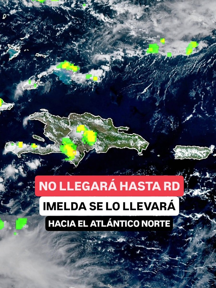 JeanSuriel's tweet photo. 🔴🔴TOMEN NOTA | Un sistema frontal fuera de temporada se ha acercado al norte del Caribe, ubicándose a unos 480 kilómetros al noreste de Puerto Plata: este frente frío no llegará a República Dominicana debido a que se moverá hacia el Atlántico norte.

🔴El comportamiento meteorológico atípico ha ocurrido por la influencia lejana del ya disipado Huracán Imelda: los remanentes del ciclón tropical se llevarán consigo a la banda frontal, por lo que seguirá la sensación calurosa en gran parte del país.

🔴No es usual que los sistemas frontales se acerquen a nuestra región a principios de octubre: es a finales de este mes y durante noviembre que estos fenómenos se aproximan a la región caribeña.

Sigue ⬇️