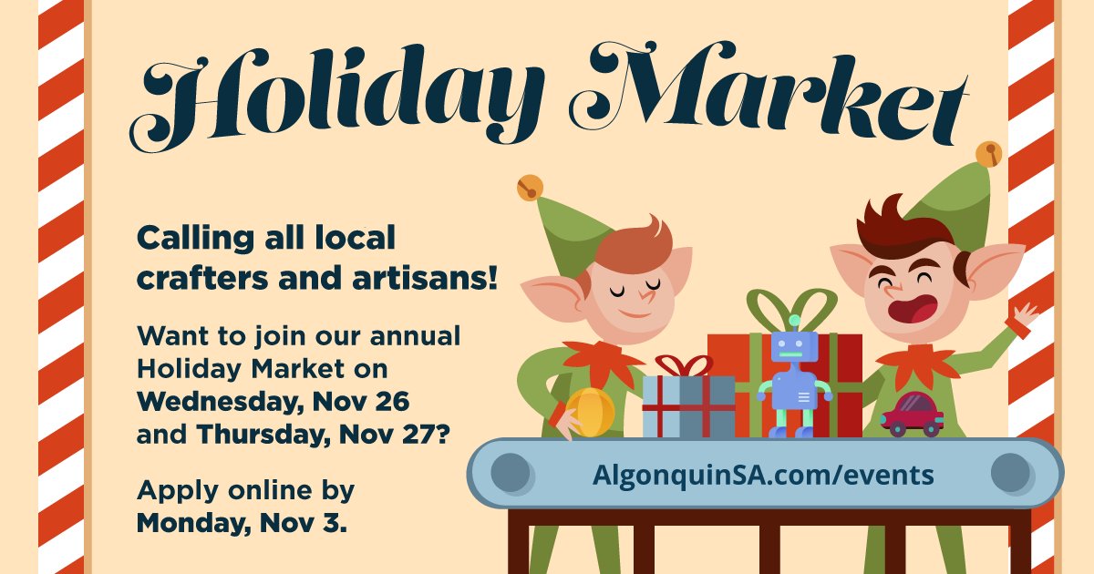 🎁✨ CALLING ALL MAKERS, CREATORS &amp; HOLIDAY MAGIC-MAKERS! 
It’s time to bring the ✨holiday cheer✨ because our Annual Holiday Market is coming and we want YOU there! 🛍️🎄

We’re packing the Student Commons with the most magical, gift-worthy, locally made goodies, and your shop
