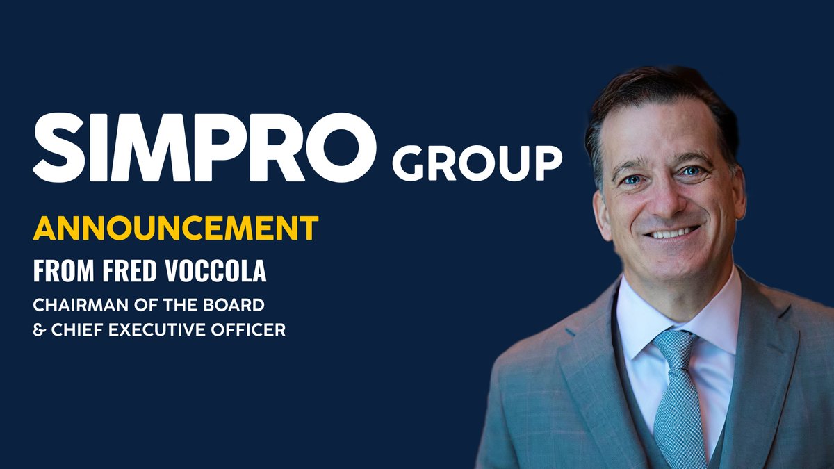 simprosoftware's tweet image. A new chapter begins at Simpro Group as Fred Voccola steps in as Chairman of the Board and CEO, guiding us into an AI-powered future. Grateful for Gary Specter&apos;s outstanding leadership and excited for what&apos;s ahead. 

Learn more: bit.ly/4nB62ps