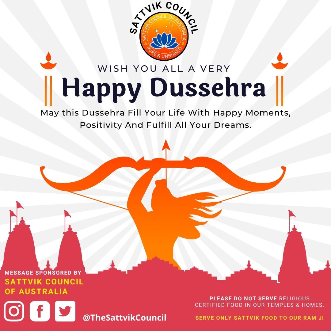 SattvikCouncil's tweet photo. ✨ Happy Dussehra! ✨
May good triumph in every corner of your life.
Celebrate with Sattvik food — pure, simple, and soul-nourishing. 🌿🍚🧘‍♀️
Let’s choose peace on our plate &amp; in our hearts.
#Dussehra #Vijayadashami #SattvikLiving #FestiveVibes https://t.co/vyyWPrgAhT