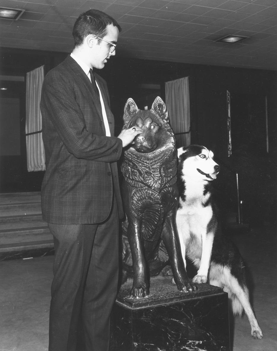 Northeastern's tweet image. 127 years later and still rubbing King Husky&apos;s nose for good luck. Happy Founders Day!
